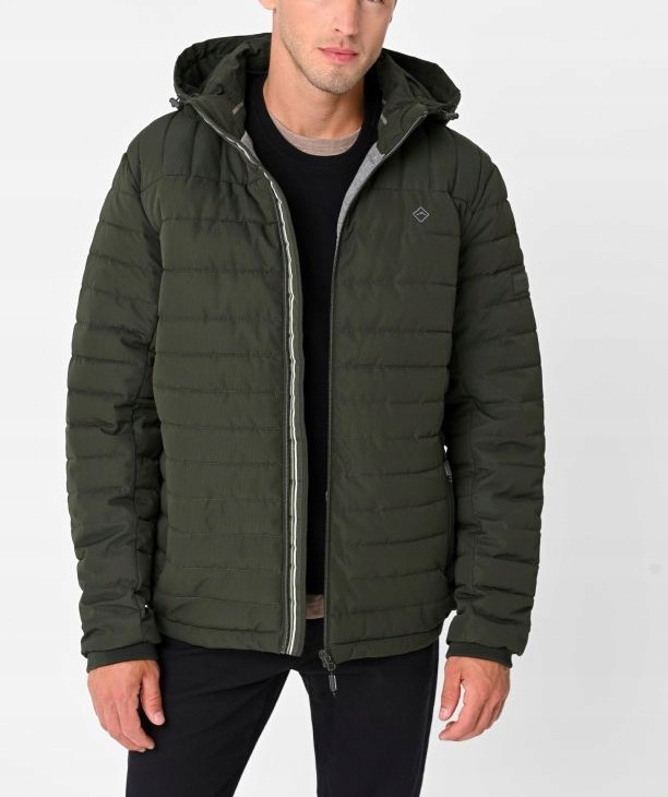 Pánská Zimní Bunda s Odnímatelnou khaki Kapucí Volcano J-juan M