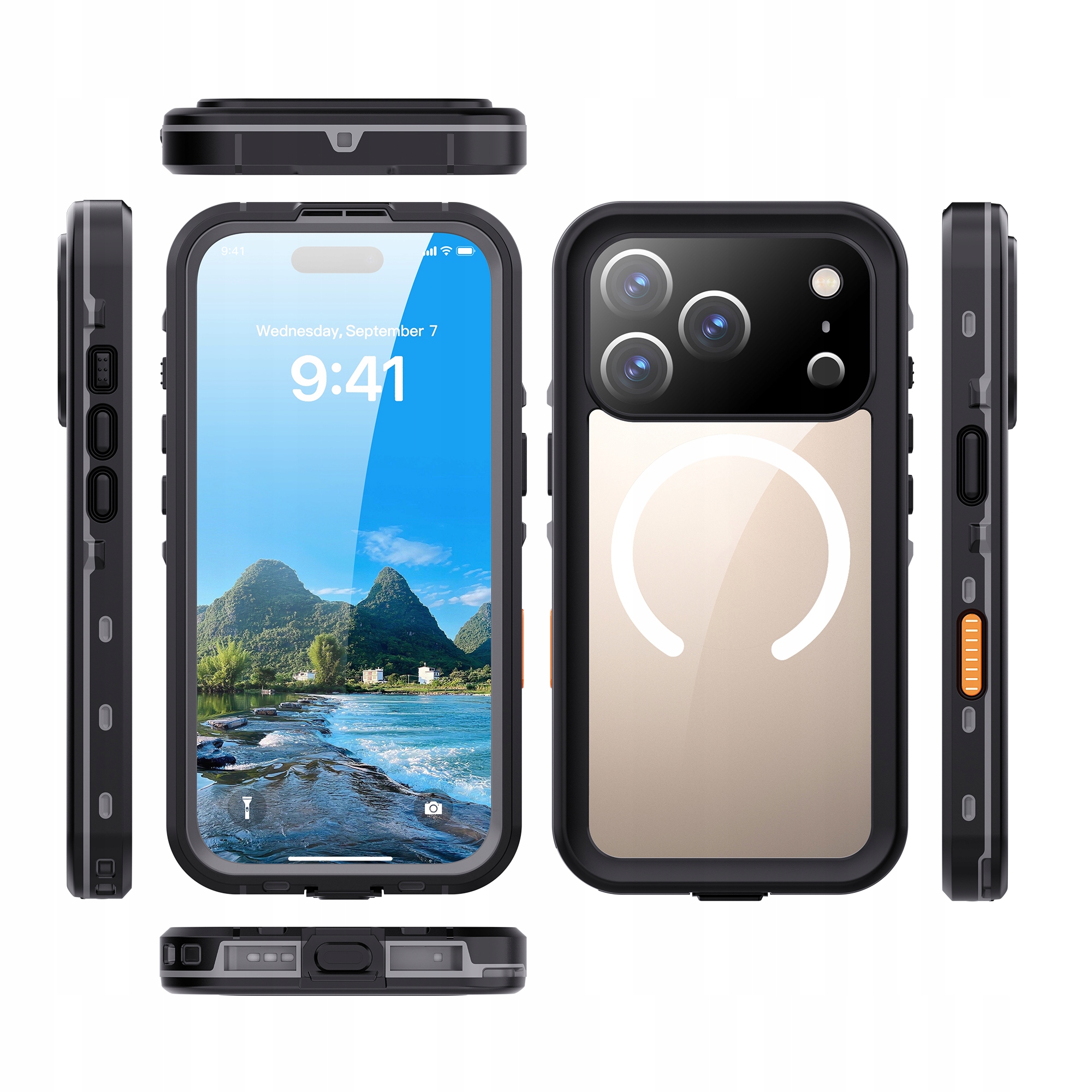 Pancerne Etui 360° Wodoodporne Wytrzymała Obudowa iPhone 17 Pro IP68