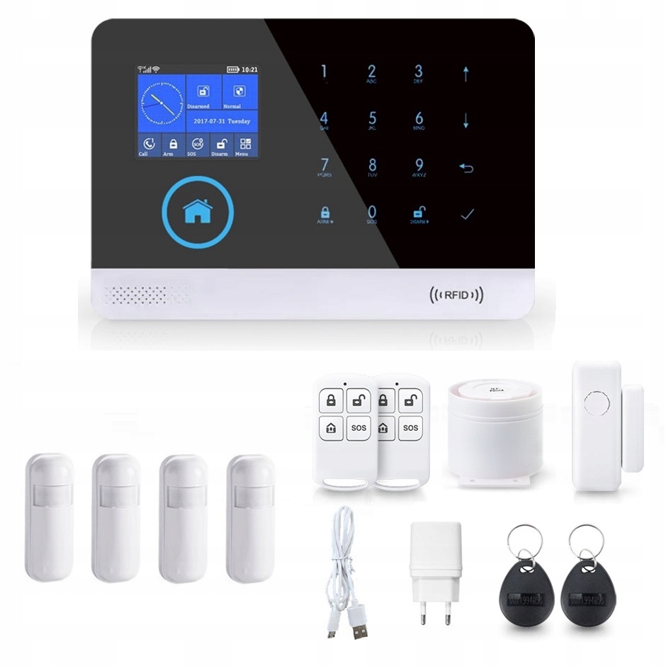 Bezdrôtová Alarmová Súprava s LCD 2.4" Gsm WiFi Tuya Smart Poľský 4xPIR