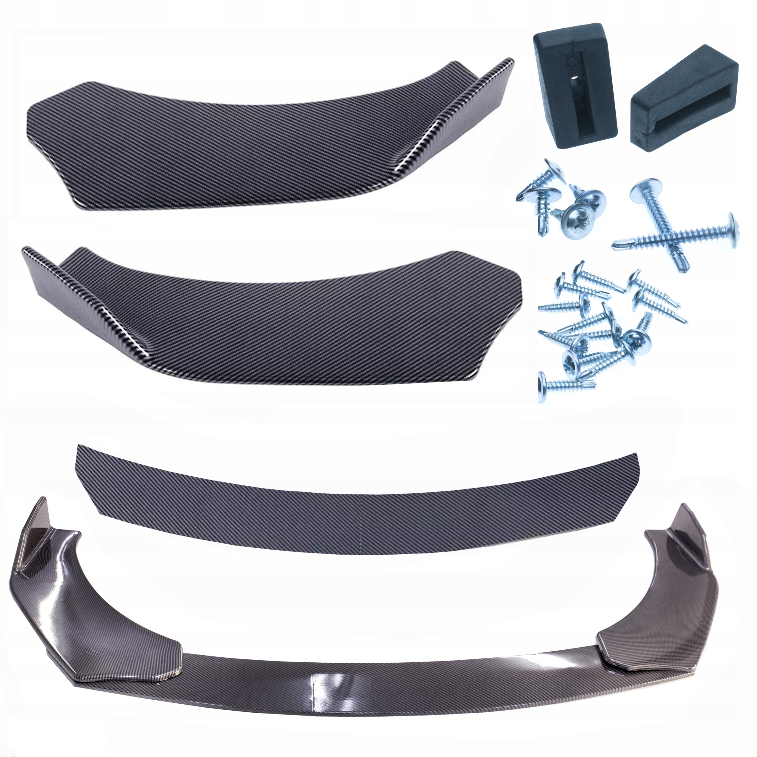 Univerzální Splitter Difuzér, Krytka Předního Nárazníku, 3-DÍLNÁ, Karbonová