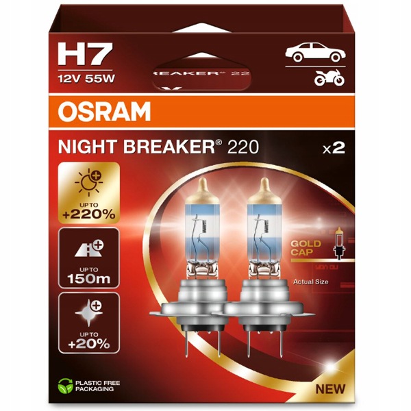 Osram NightBreaker Laser +220% Żarówki H7 55 W 2szt. 64210NB220-HB