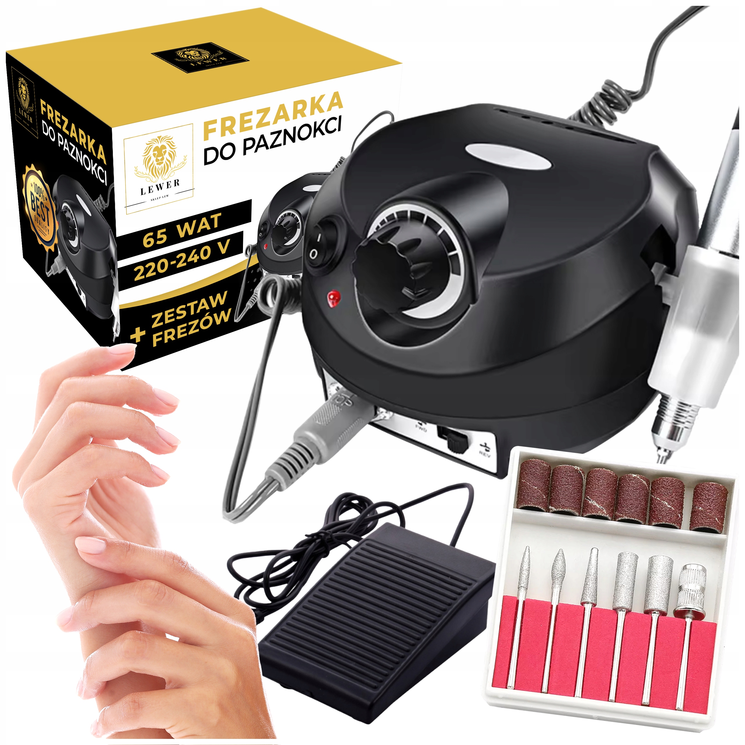 Bruska Na Nehty Manikúra Pedikúra 65W Profesionální Silná Frézy