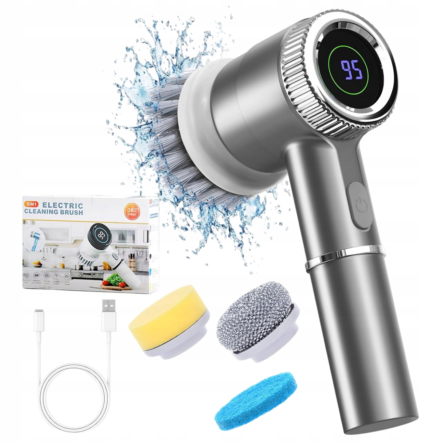 Elektrický Čisticí Kartáč Bezdrátový Ruční Rotační Mop Šedý Efektivní Čištění