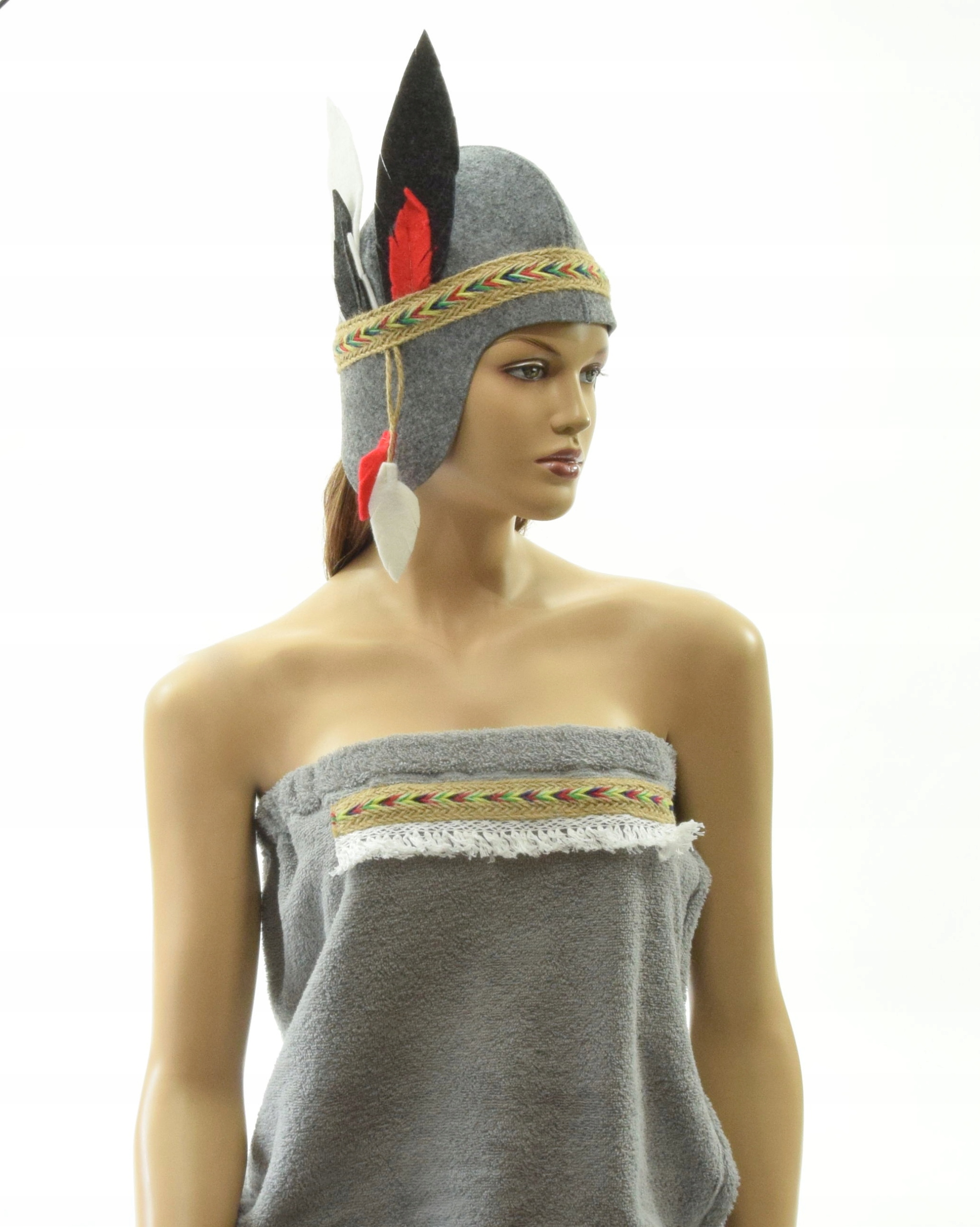 Czapka do sauny- zestaw damski 2 częściowy -INDIANKA -M Kod producenta SZesDInd-m