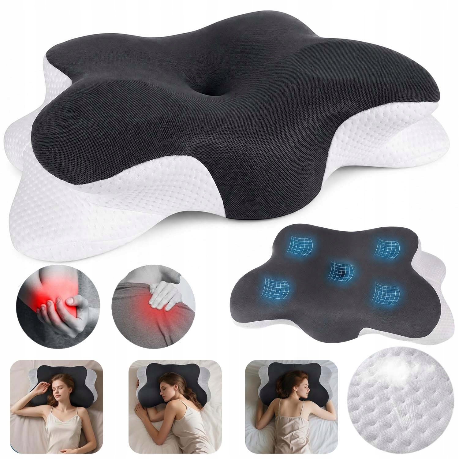 Poduszka Profilowana Ergonomiczna Do Spania Pianka Memory Foam 64.3x36.7CM
