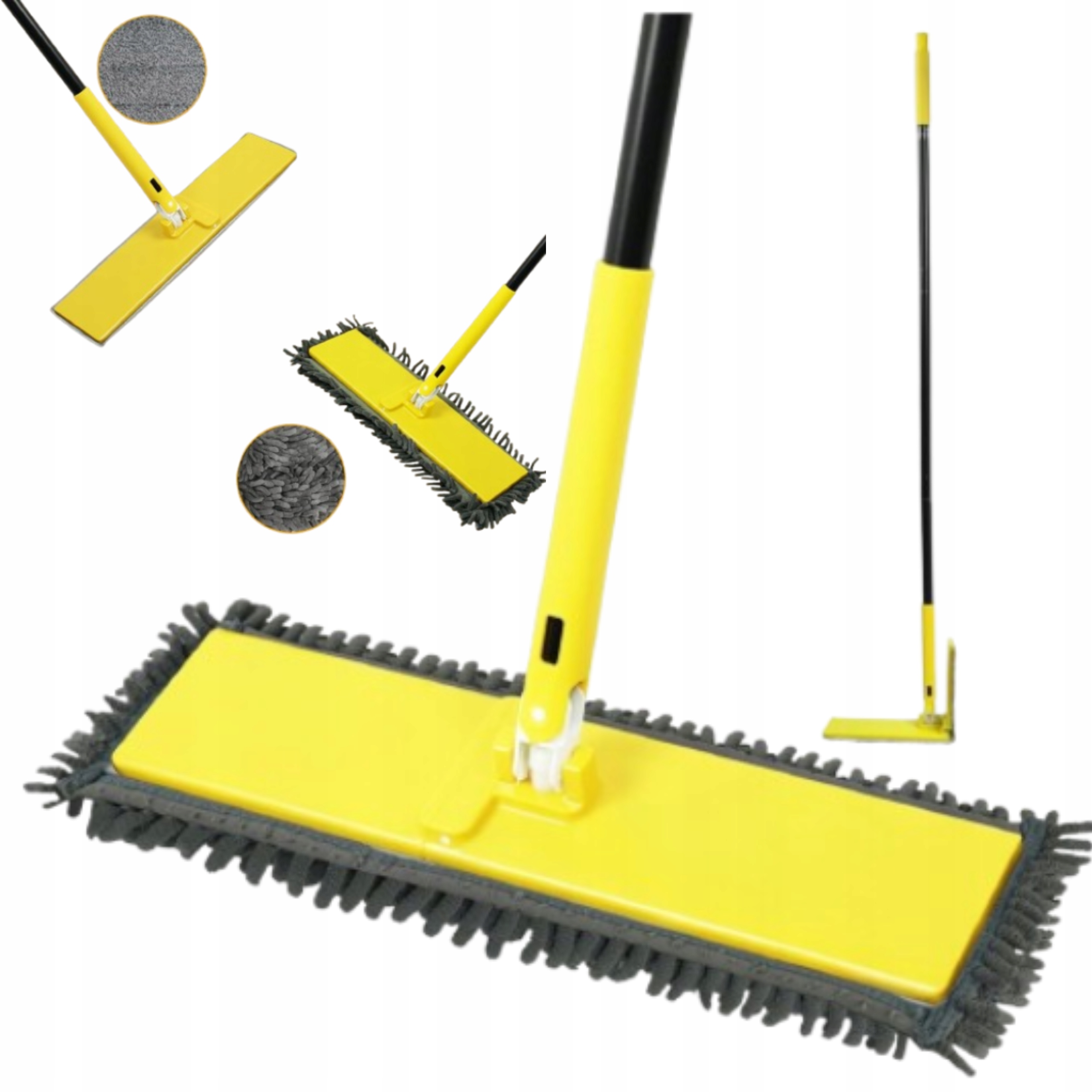 Plochý skládací mop, tyč 132 cm, 4 vložky na mokré suché podlahy