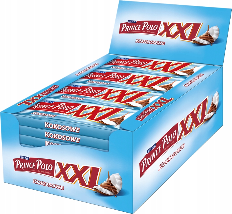 Prince Polo XXL kokosowe 45 g x 35 wafelek baton w czekoladzie przekąska