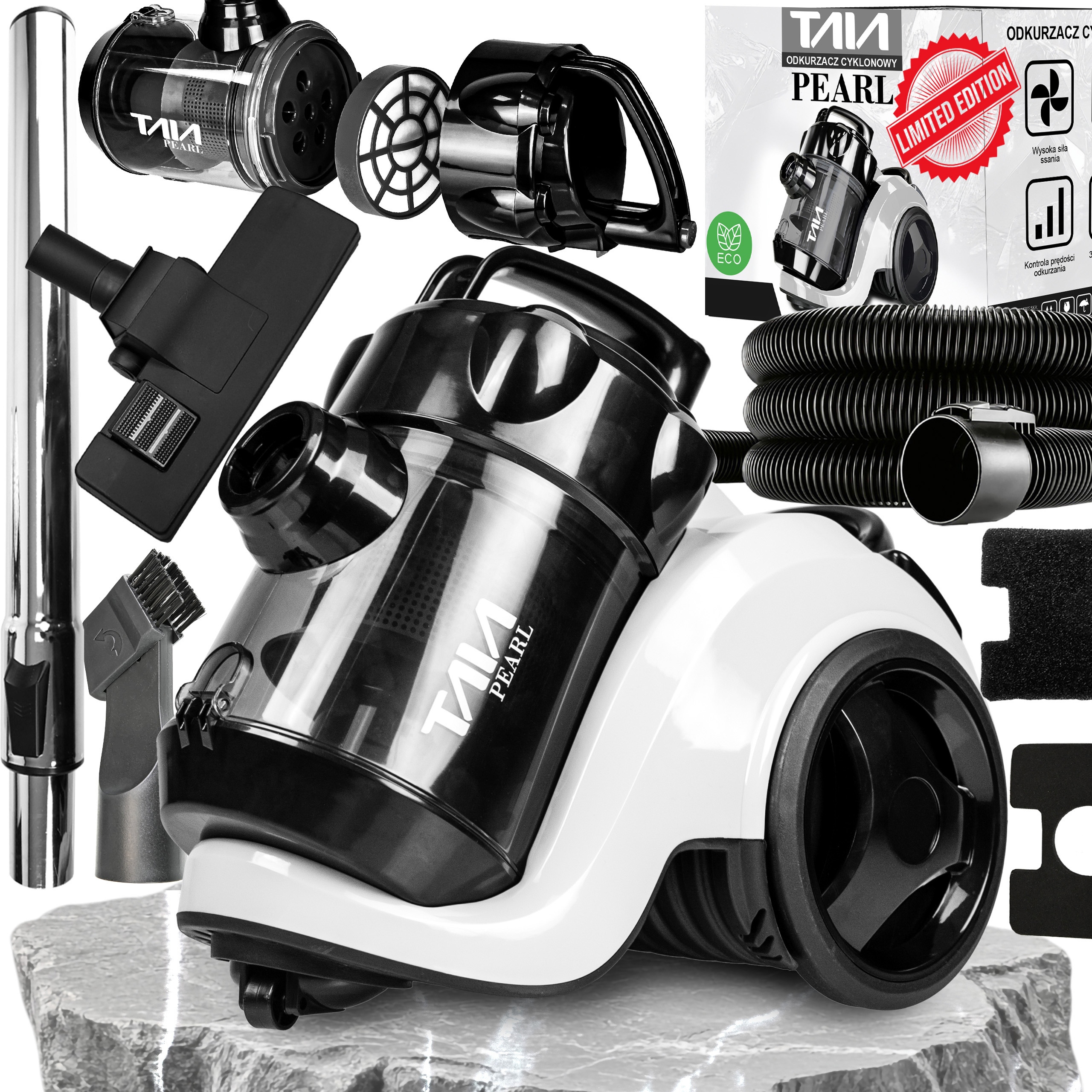 Odkurzacz Cyklonowy Bezworkowy Taia Hepa 3L Limited Edition Pearl 900W