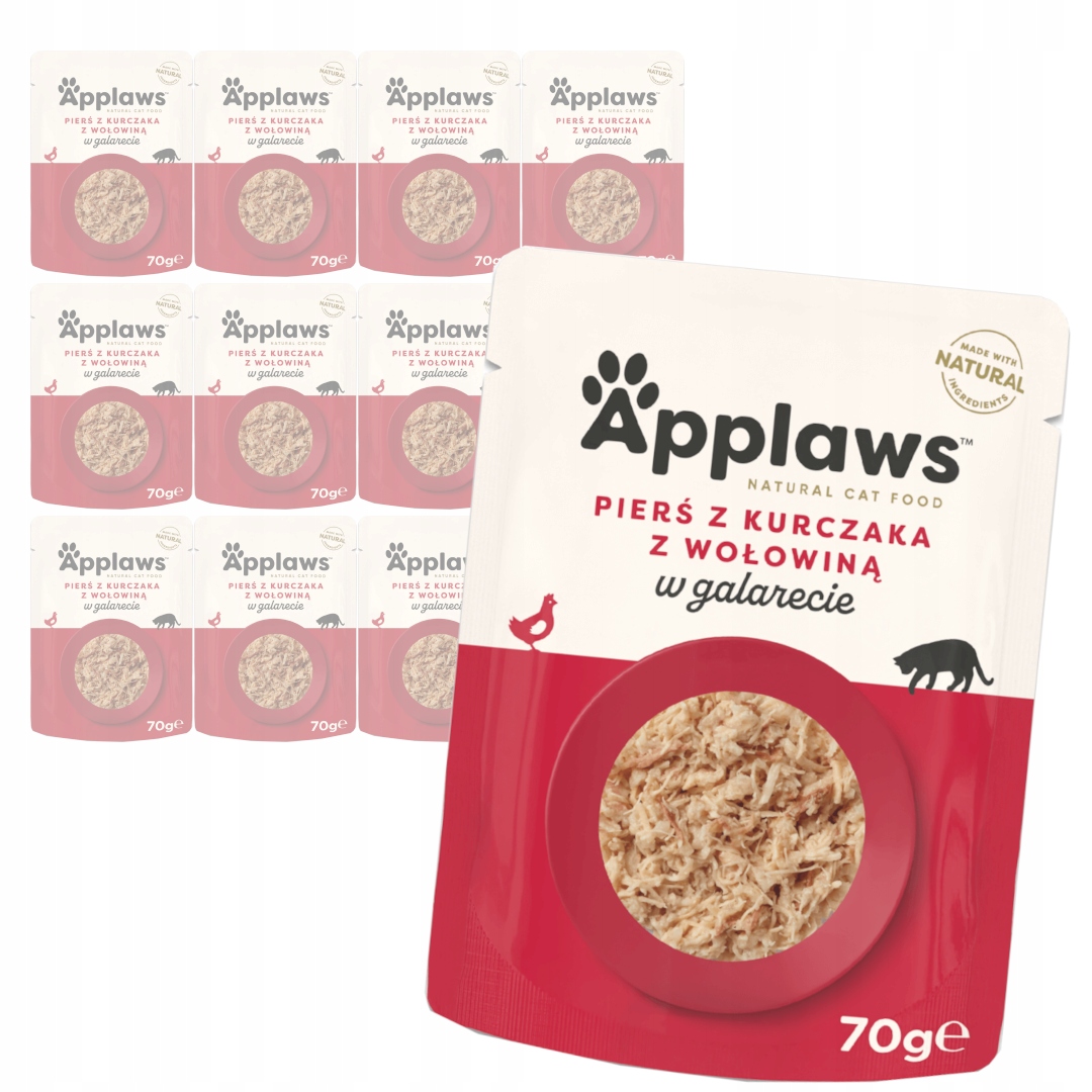 Levně Applaws Cat Mokré Krmivo Pro Kočky 12x70 g Kuřecí prsa s hovězím masem Želé