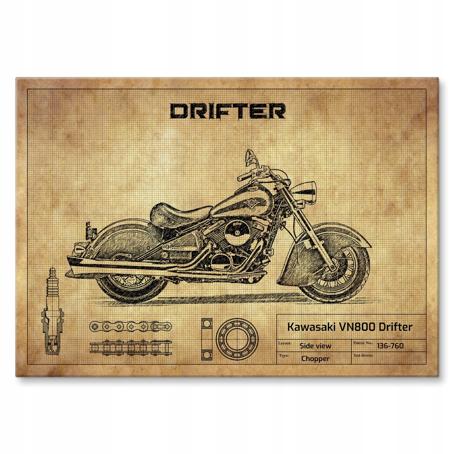Kovový plakát Kawasaki VN800 Drifter Dárek 30 x 42 cm