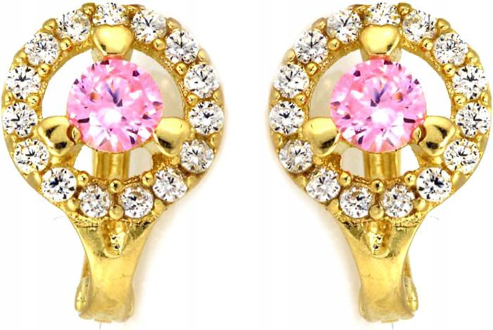 Zlaté náušnice 585 pro dítě, kroužky růžové, 1.38 g, elegantní vzor pro ni