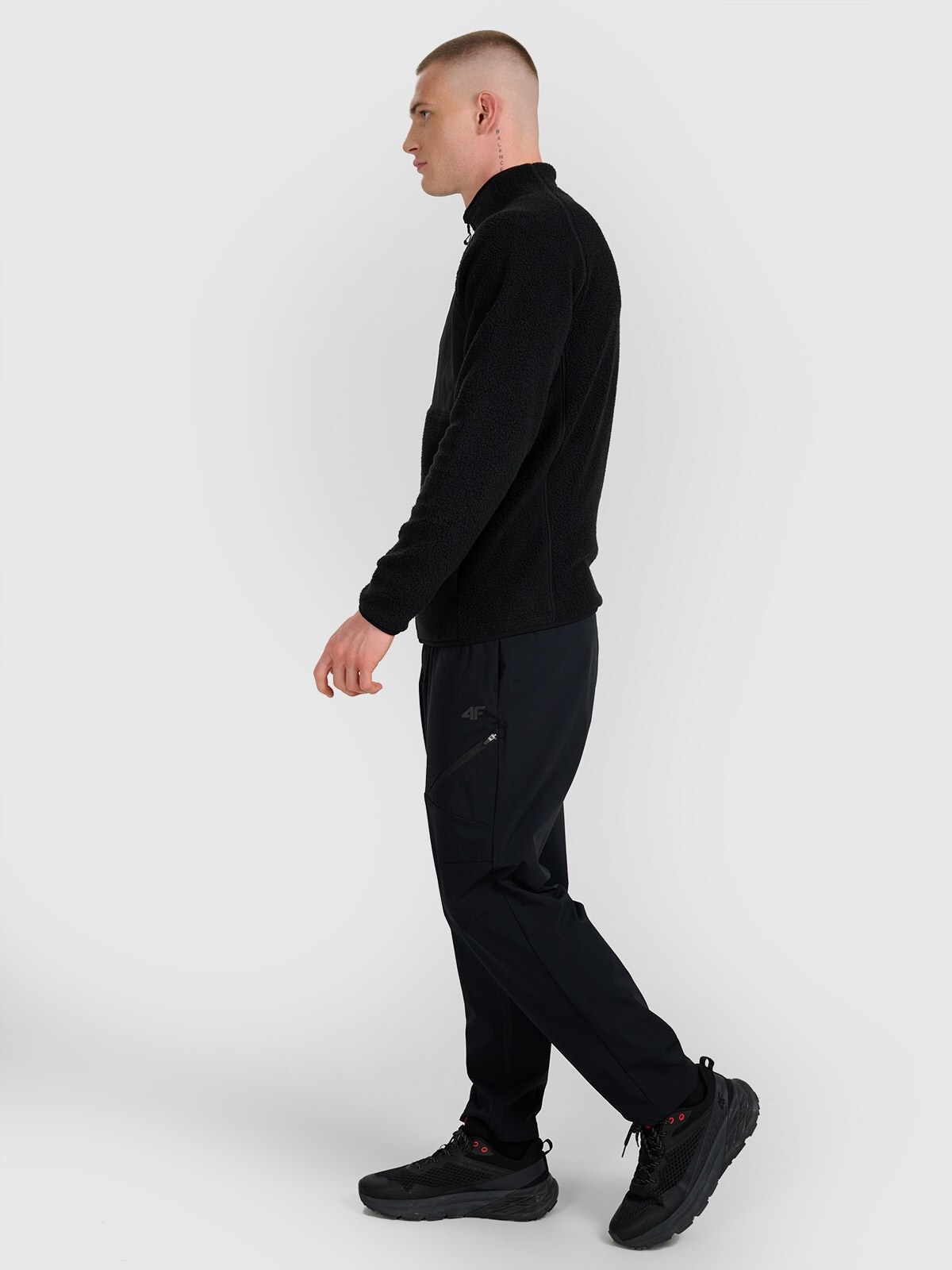 4F mikina fleecová pánská rozepínací fleece 4FWAW25TFLEM339 černá