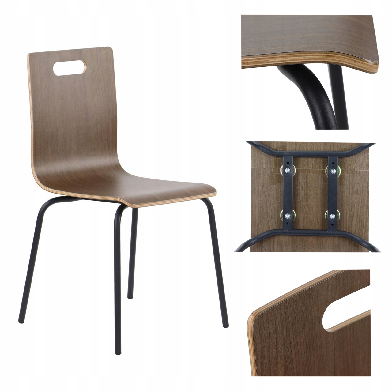 Stolička Z Laminovanej Preglejky Verdi A Čierna/orech