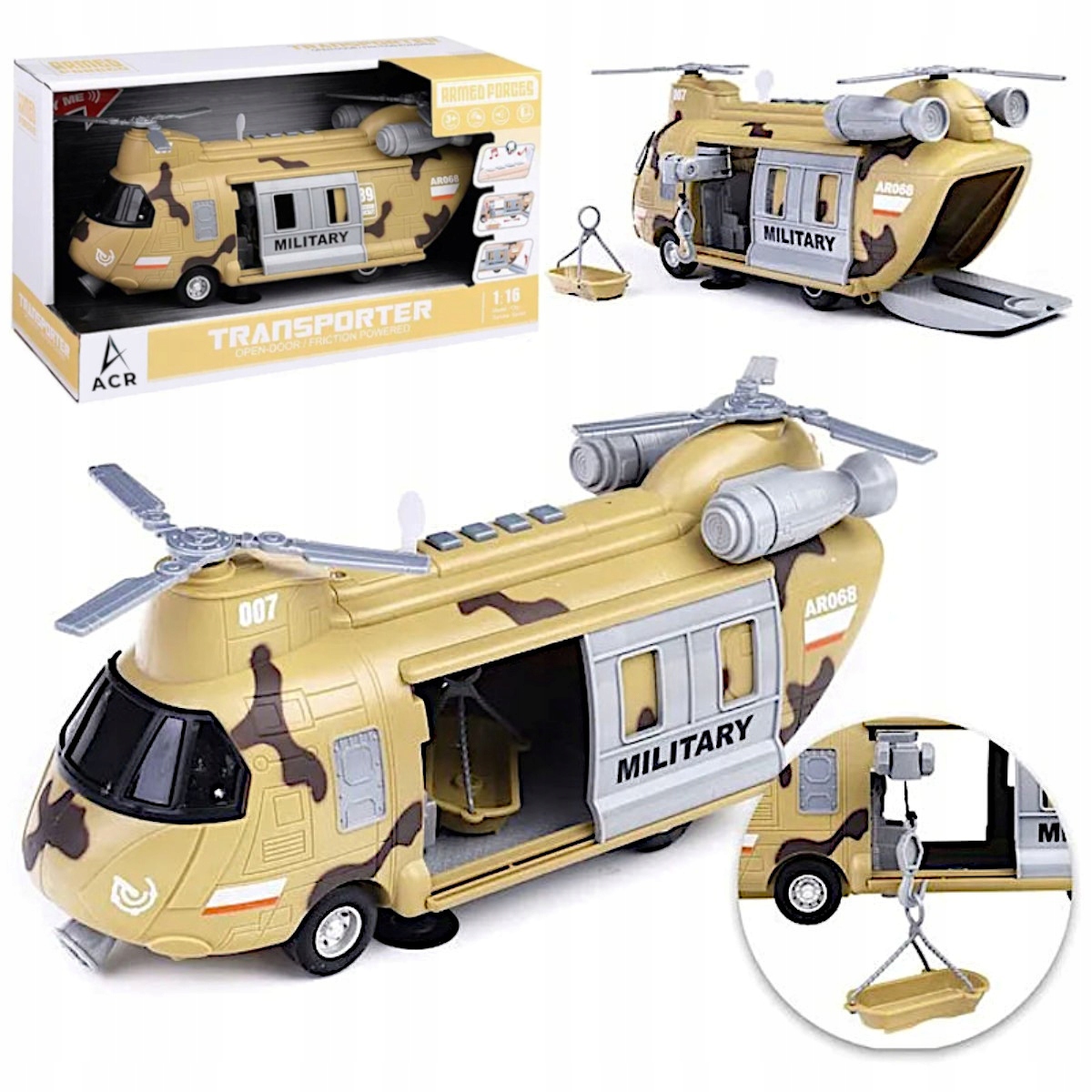 HELIKOPTER WOJSKOWY SAMOLOT TRANSPORTOWY RATUNKOWY ARMIA WYCIAGARKA PREZENT