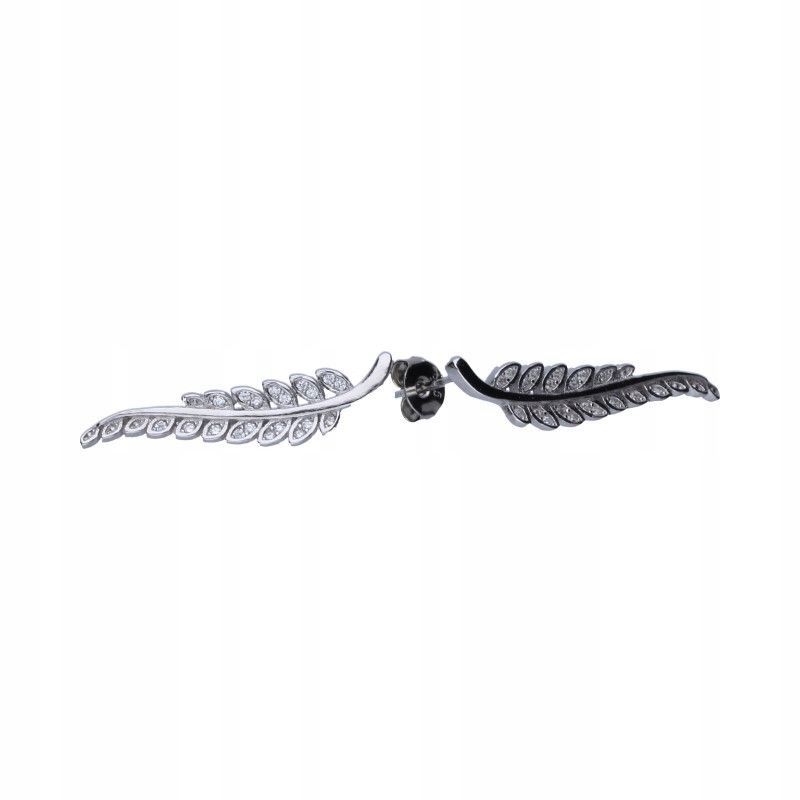 stříbrné náušnice 925 naušnice listy s bílými zirkony dárek 2