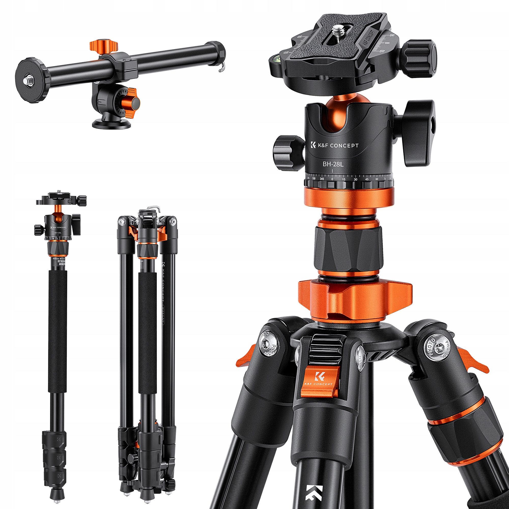 Stativ Pro Fotoaparát K&f Kulová Hlava BH-28L K234A7 Tripod 230 CM, Hliník