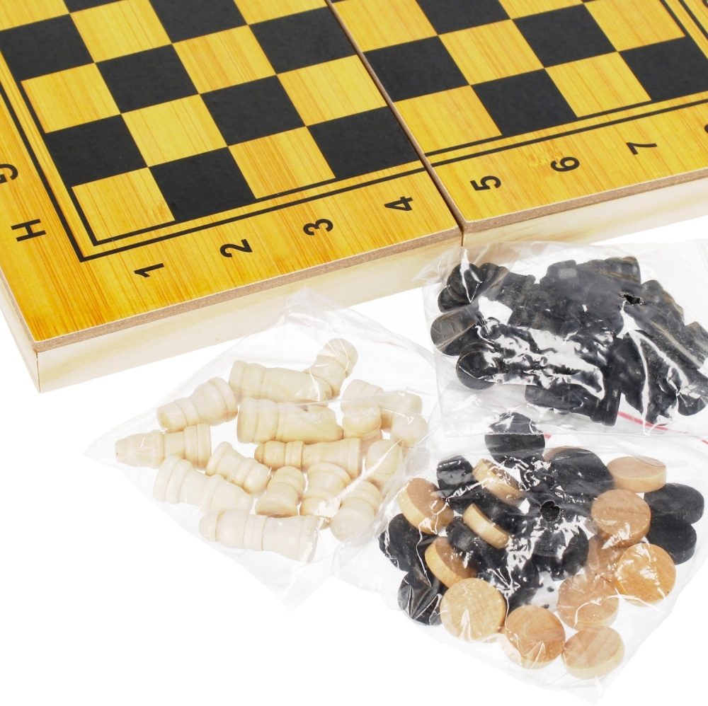 Szachy warcaby klasyczne drewniane 2w1 gra logiczna Nazwa SZACHY