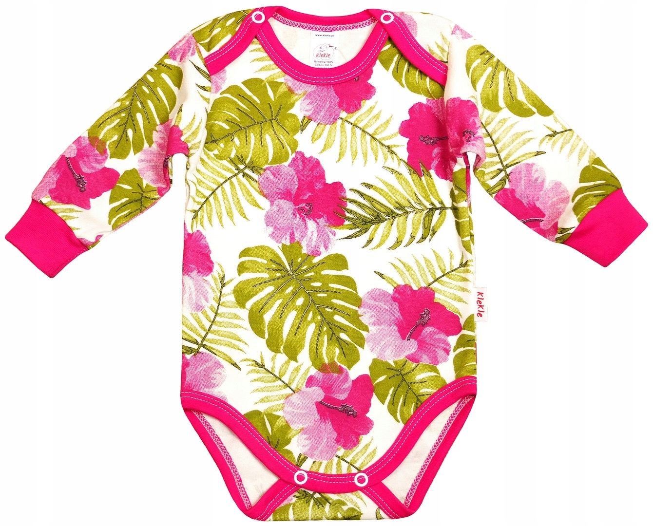 Body DŁUGI rękaw 2 napy KWIATY RÓŻ, PROMOCJA 68 KLEKLE