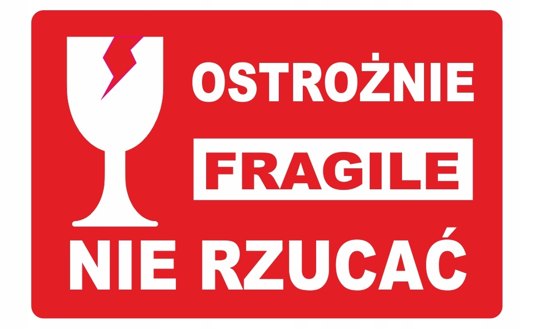 

Ostrożnie Nie Rzucać etykiety naklejki Szkło x1000