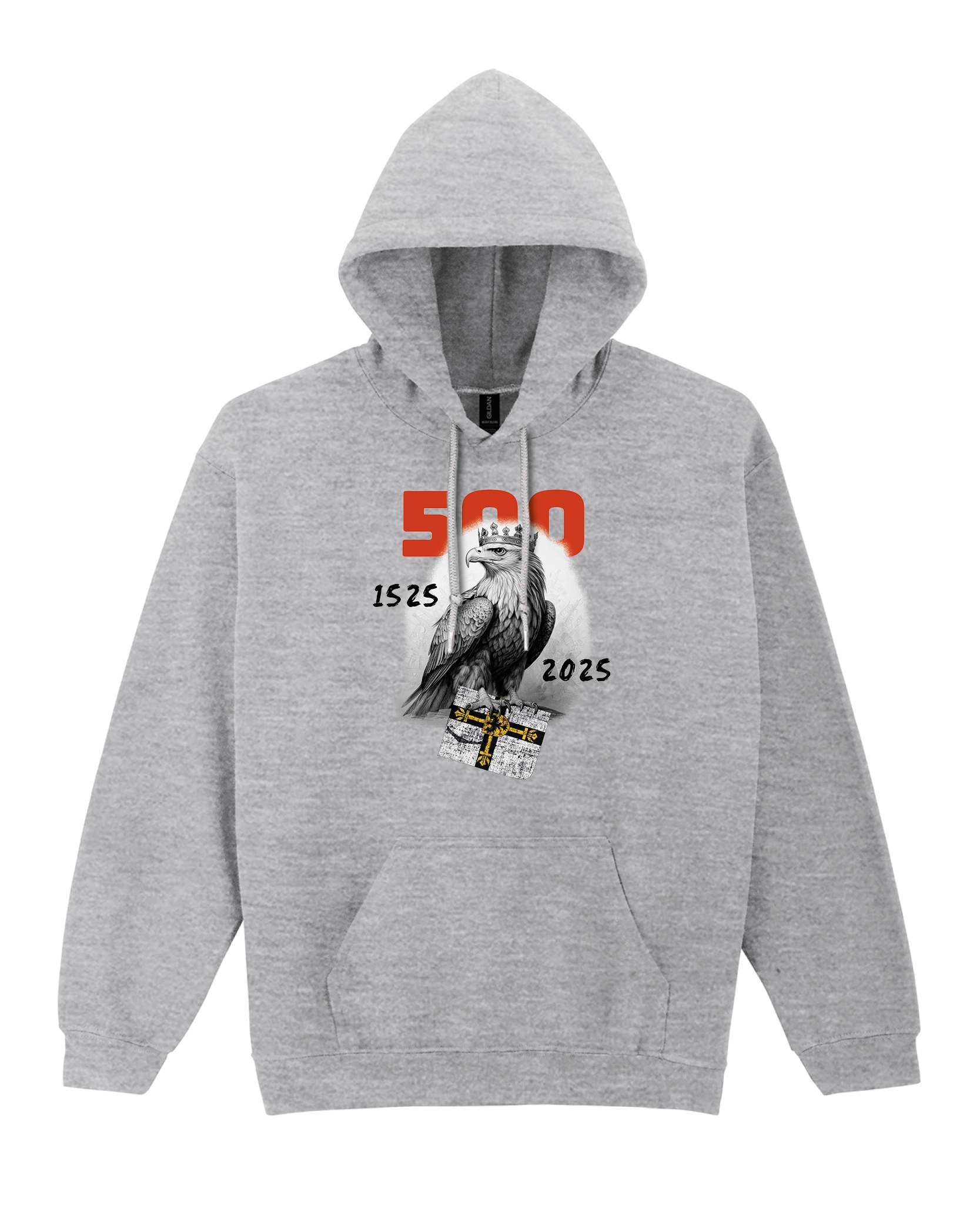 Vlastenecká Mikina k 500. výročí pruské s kapucí šedá, L