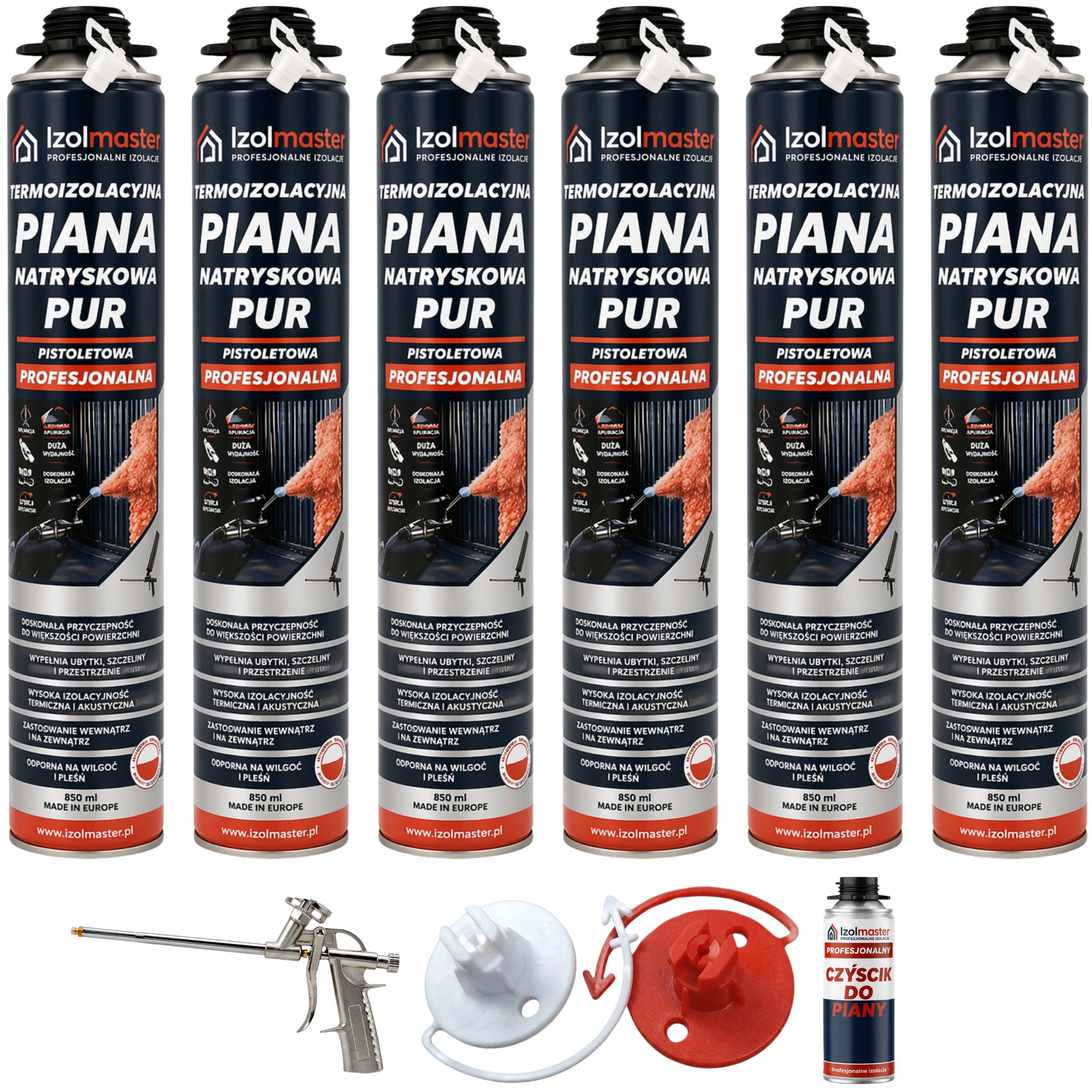 Pena Pur Termoizolačná striekacia pena 850 ml 2 trysky Čistiaca pištoľ