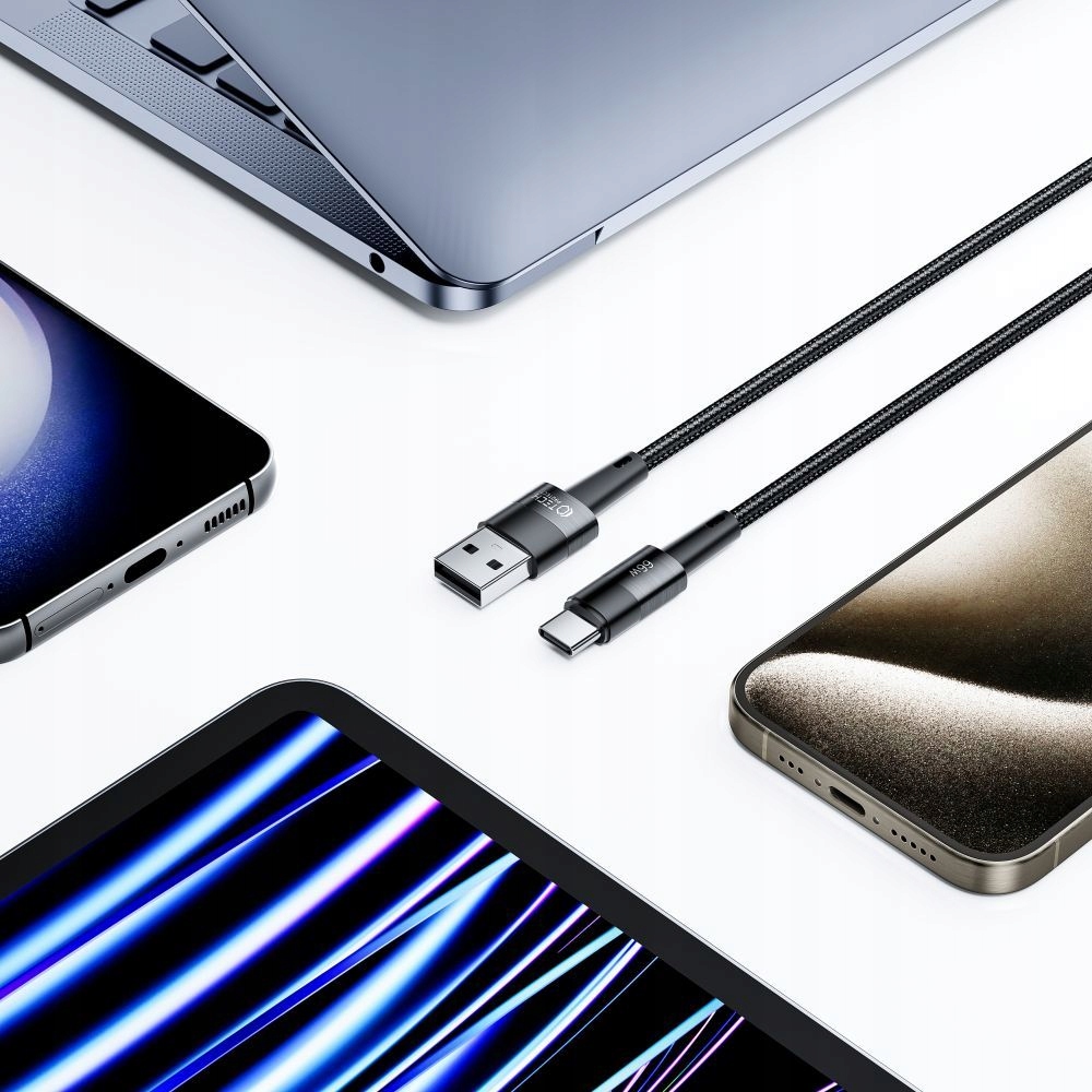ULTRABOOST TYPE-C Kabel USB-A - USB-C 66W/6A 3m do telefonów tabletów Marka Tech-protect