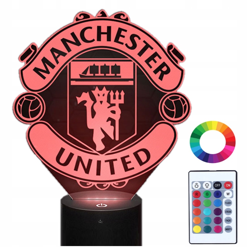 

Lampka Nocna Manchaster United 3D Led Pilot Imię