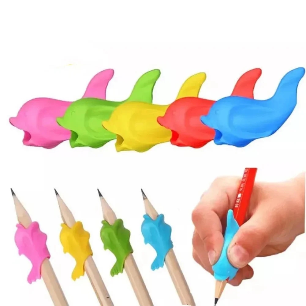 5pc Fish Pen Grip Holder Silicone Pencil Grasp Writing Correction Device