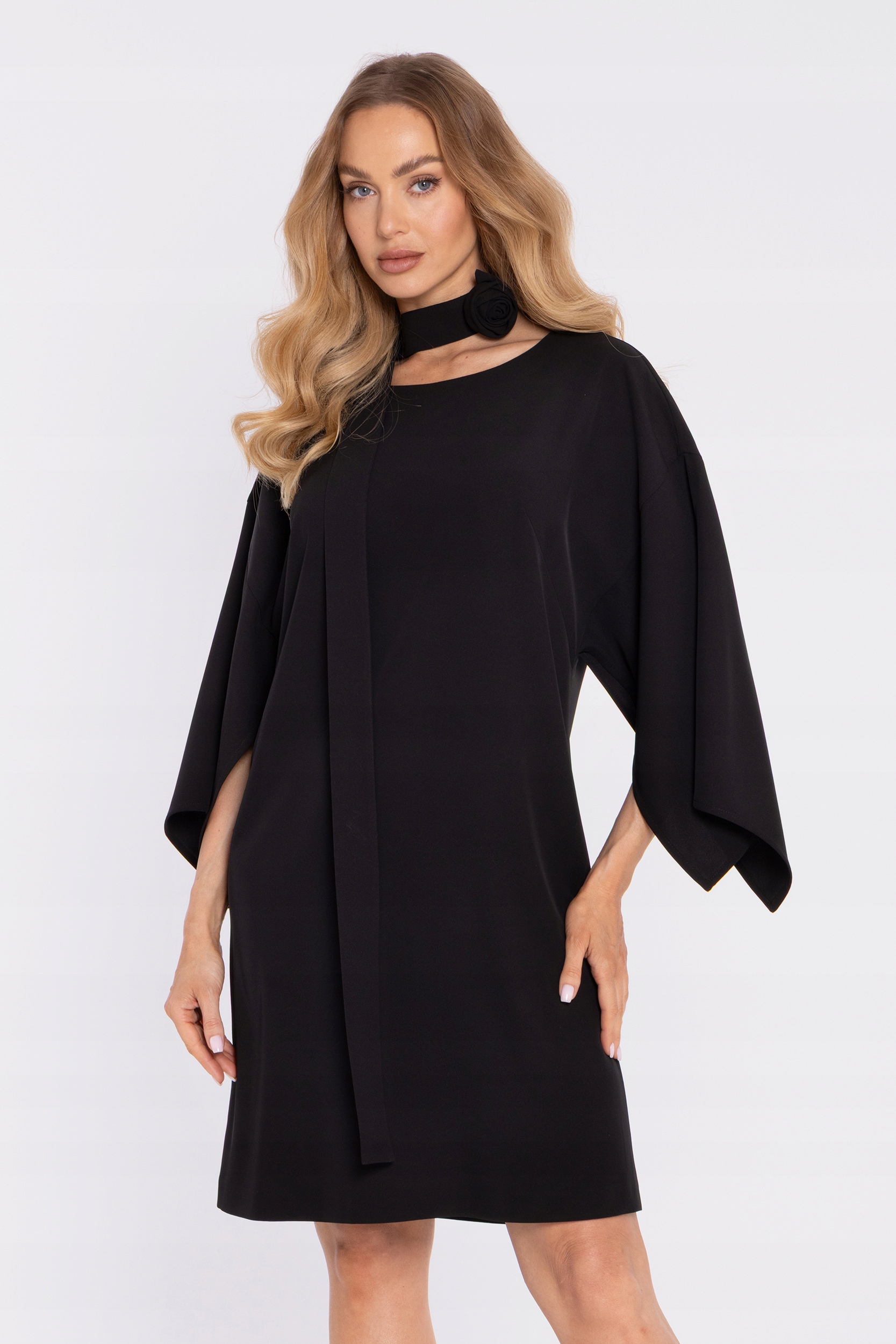 Elegantní Návštěvní Ženské Šaty Široké Rukávy Černá 42 XL
