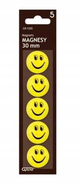 Grand, Magnesy do tablic żółte 30mm, 5 sztuk