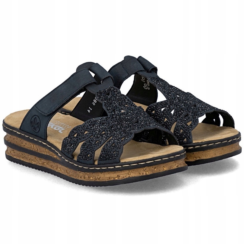 Nazouváky pantofle Rieker 62986-14 Blue tmavě modré Eko Kůže Vel. 36