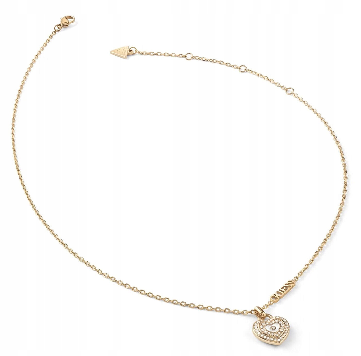 Ocelový Zlatý Náhrdelník Guess Amami Křišťály Srdce JUBN04026JWYGWHT/U