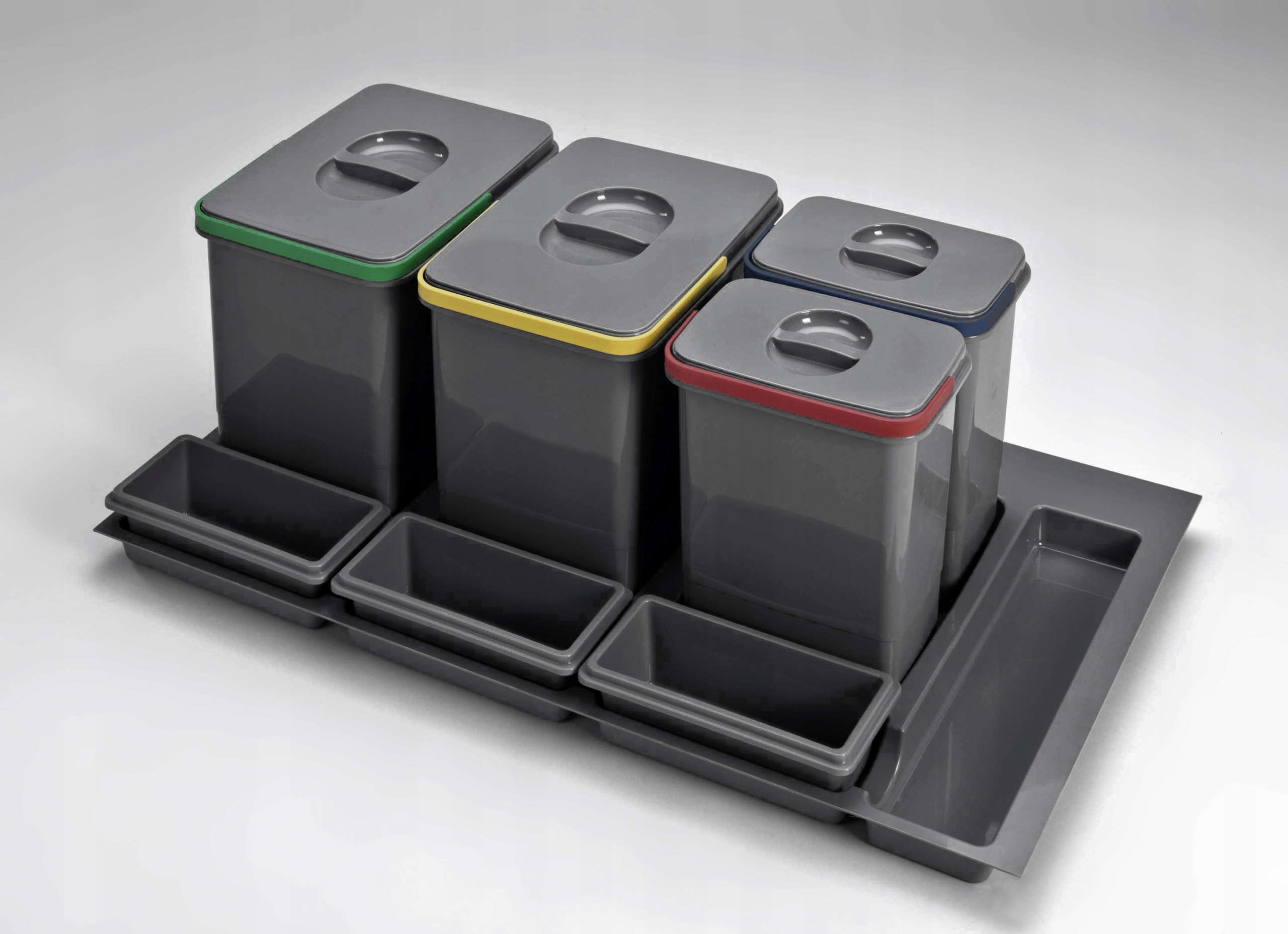 Levně Koš na odpadky 90 cm, tři nádoby 2x15 l 2x7 l Antracit