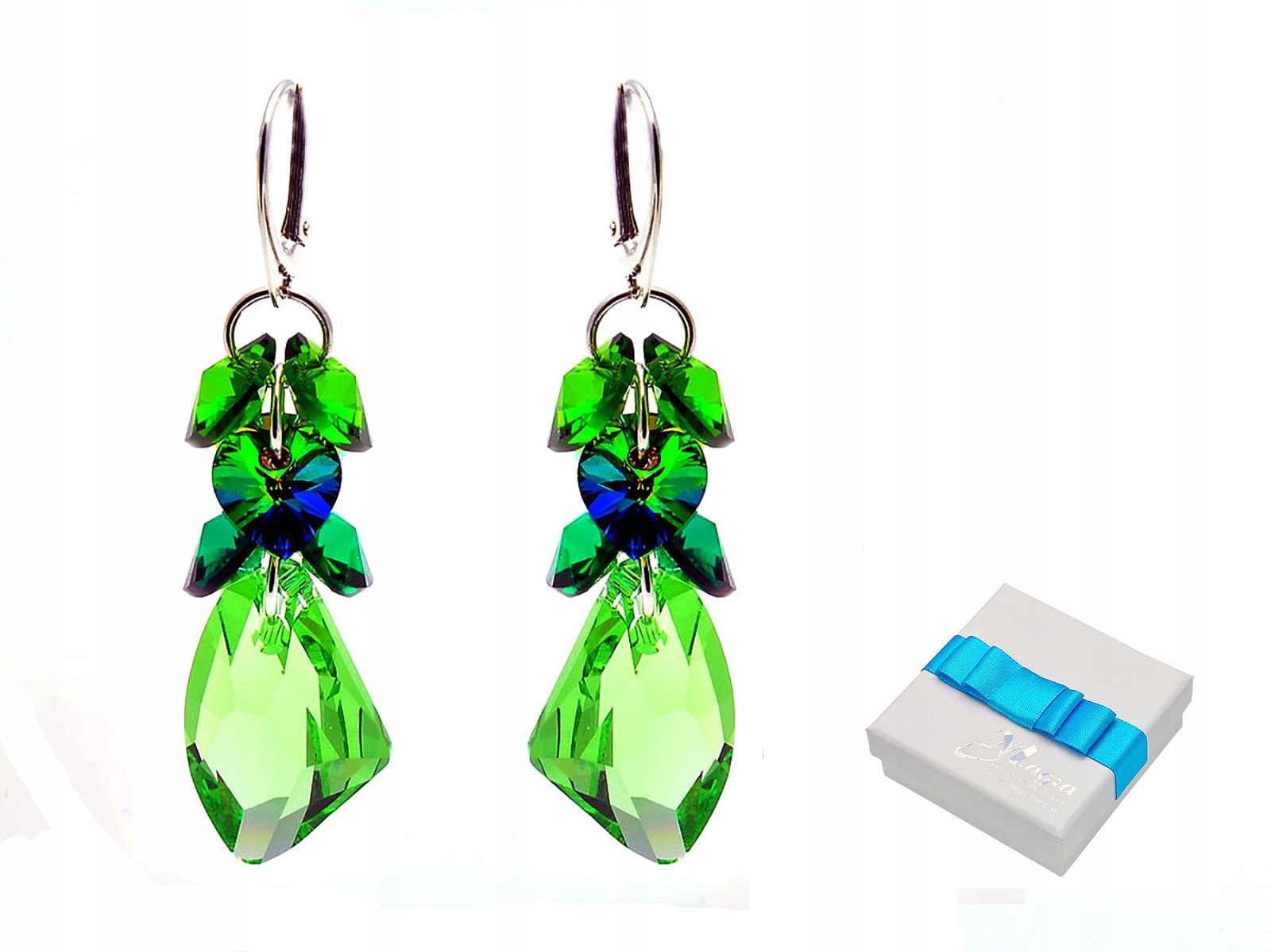 

Magiczne Srebrne Kolczyki 925 Swarovski MIX Kolor
