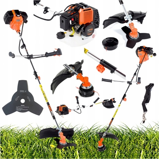 Motorový Křovinořez Top Cut 1,5 kW 51,7cc Set Hlavice S Vlascem Nůž Pás