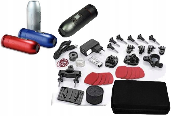 Duży Zestaw Kamera Sportowa Wodoodporna Metalowa Akcesoria Mocowania Hd Sd