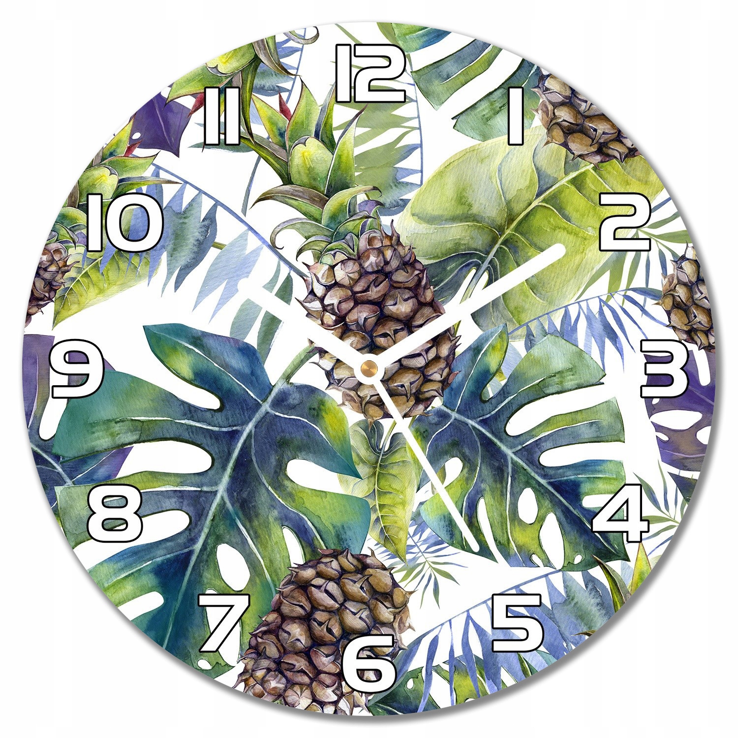 

Nowoczesny zegar szklany Tropikalny ananas f30cm