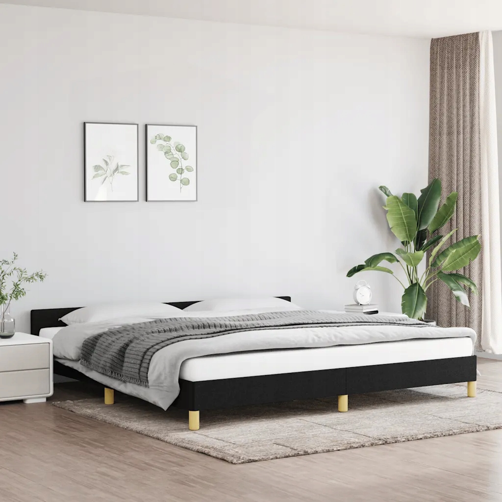 Rám postele bez matrace černý 200 x 200 cm textil Černý 347441