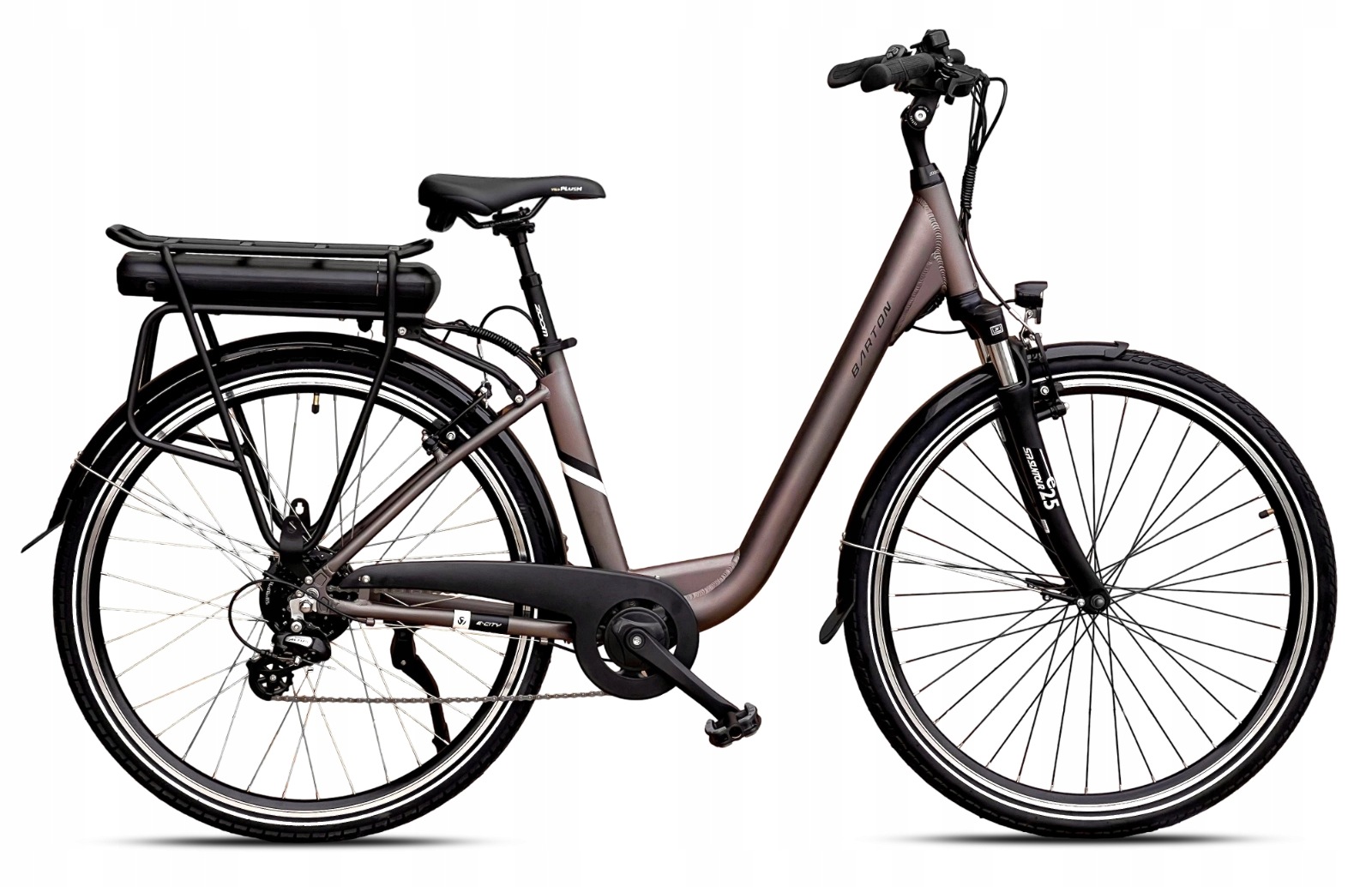 Rower elektryczny Barton E-City 28 17" (36v13Ah) (468Wh) brązowy