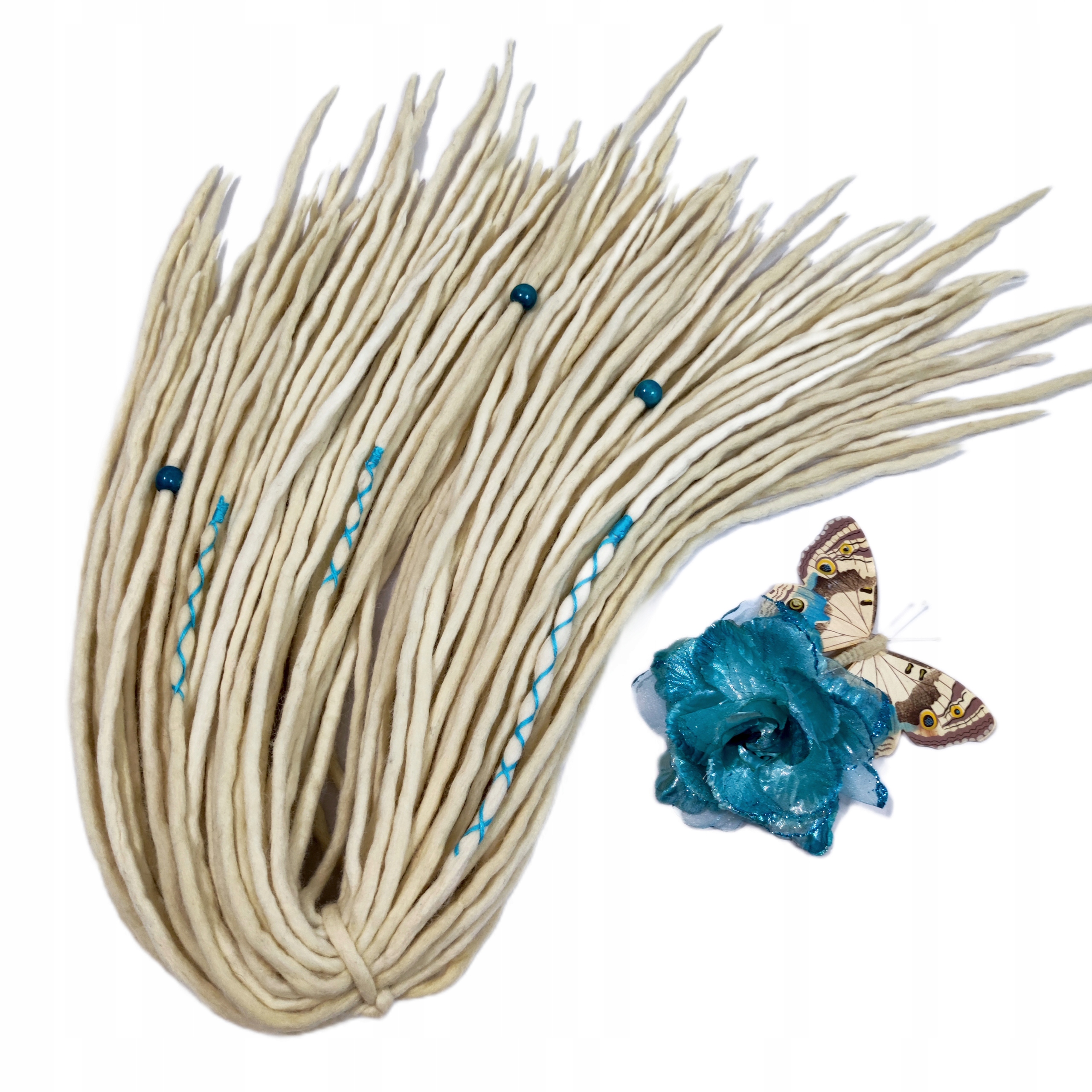 Vlněné pastelky Dredy, blond tyrkysová, Pískové Snění, 40 kusů