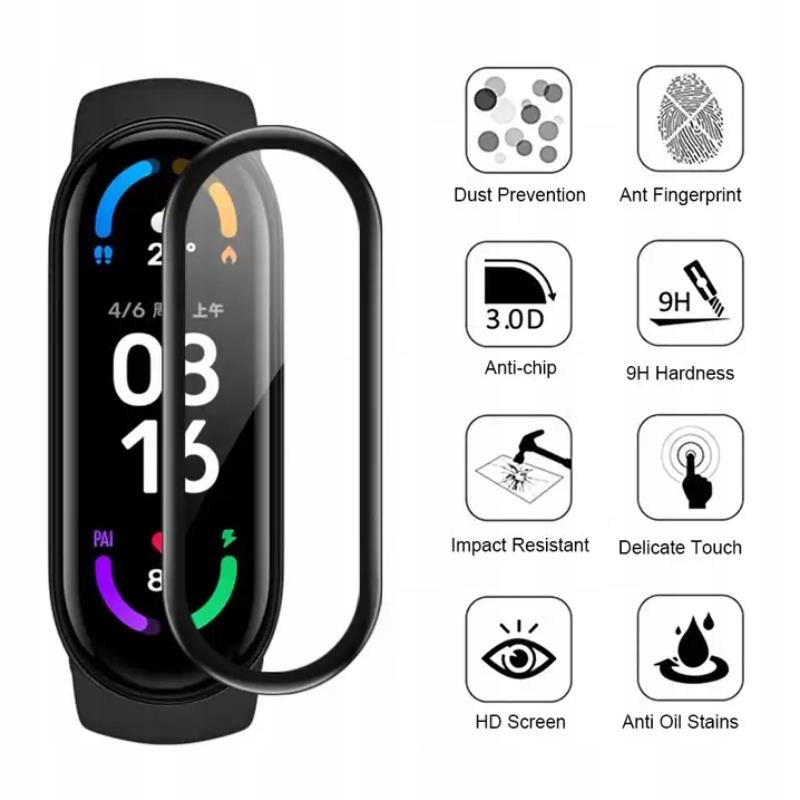 Telforceone Szkło Ochronne Hartowane 3D Do MI Band 9 M9 Na Ekran Smartwatch