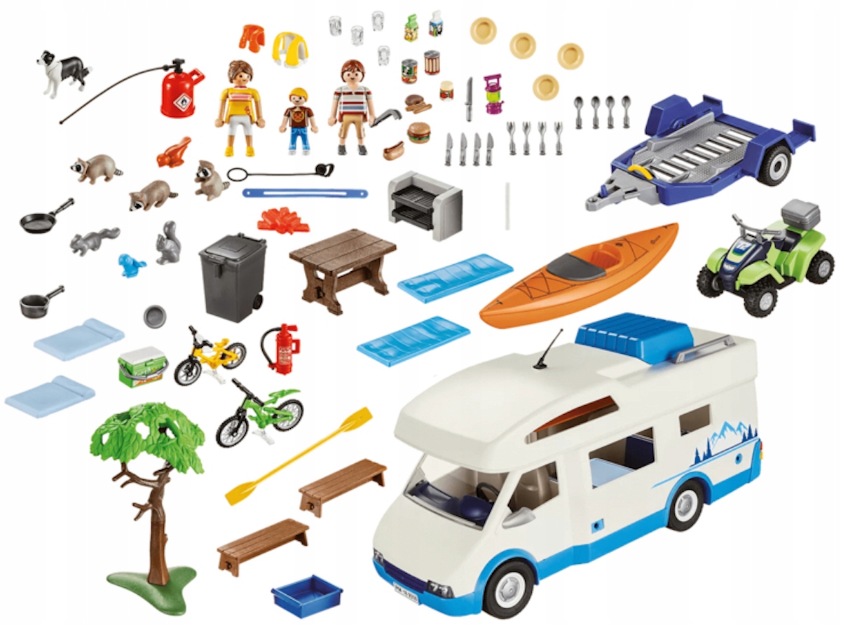 PLAYMOBIL KAMPER RODZINNE AUTO KEMPINGOWE PRZYCZEPA WYCIECZKA KAMPEREM 9318 Liczba elementów 137 szt.