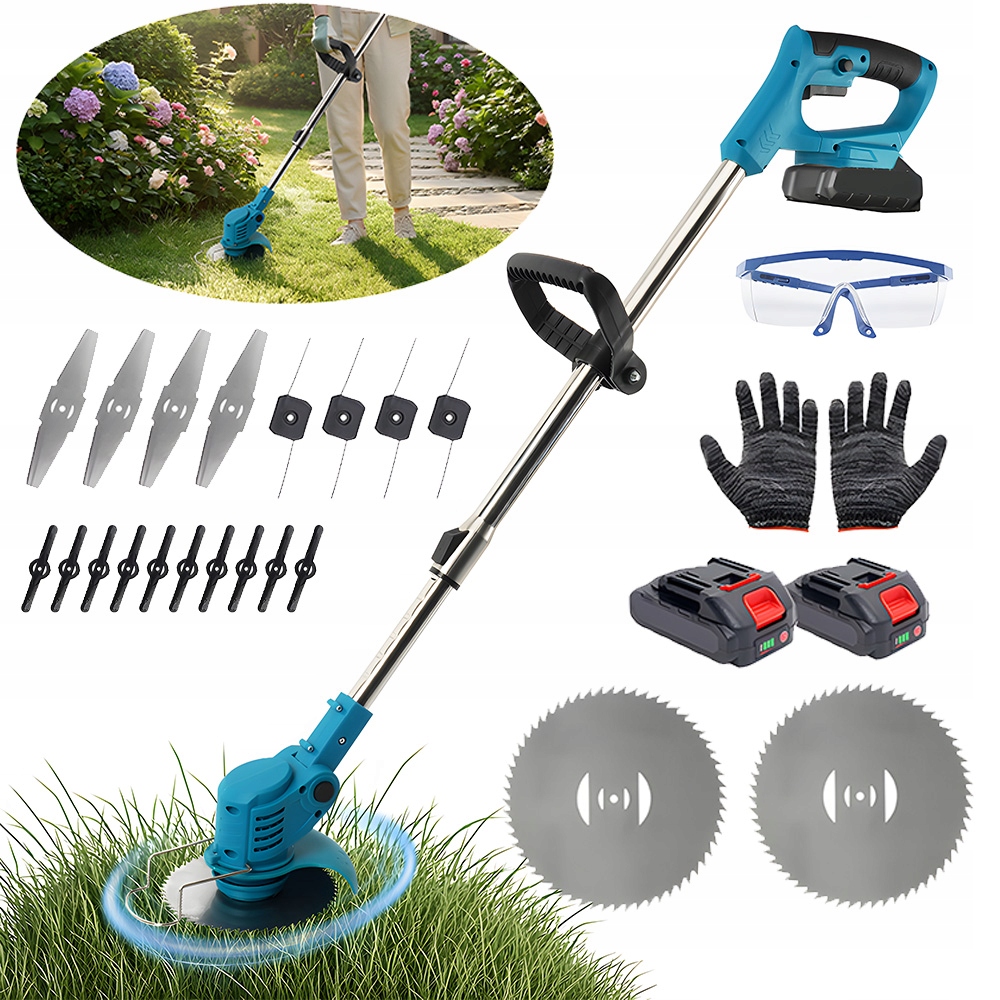 Akumulátorová Vyžínač Křovinořez Zahradní Sekačka Na Trávu Set 21V 2xAKU