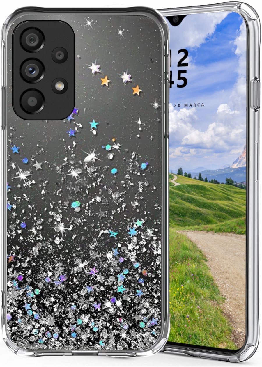 

Etui do Samsung A13 4G Glitter Case Brokat Szkło