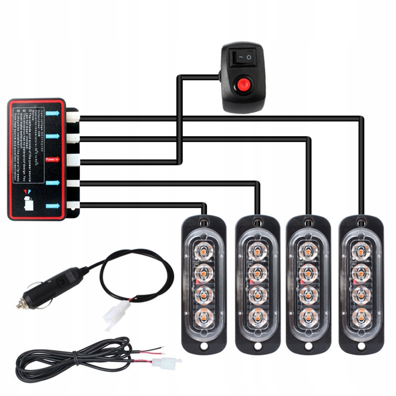 LAMPY OSTRZEGAWCZE LED LAWETA POMOC STROBOSKOPY KOGUT DO ATRAPY POMARAĆZOWE Producent części Inny