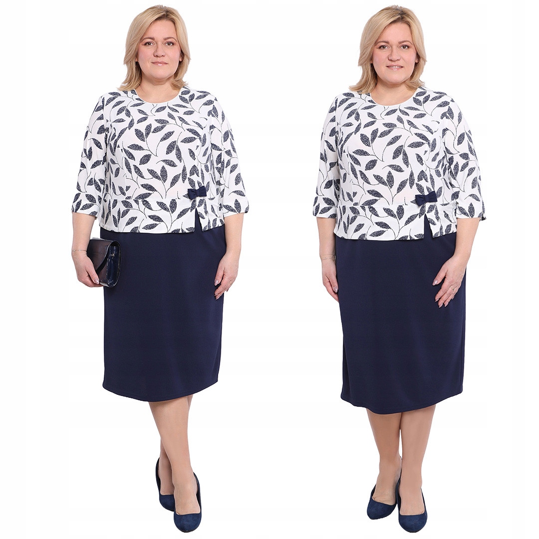 Bílá šaty s modrými listy 52