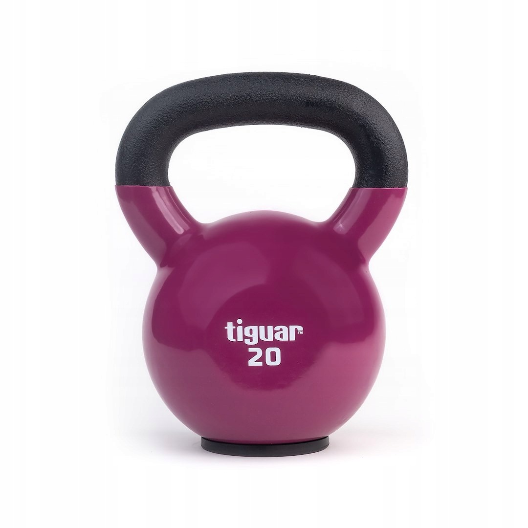 Kettlebell 20 kg Tiguar winylowy żeliwny odważnik z podkładką
