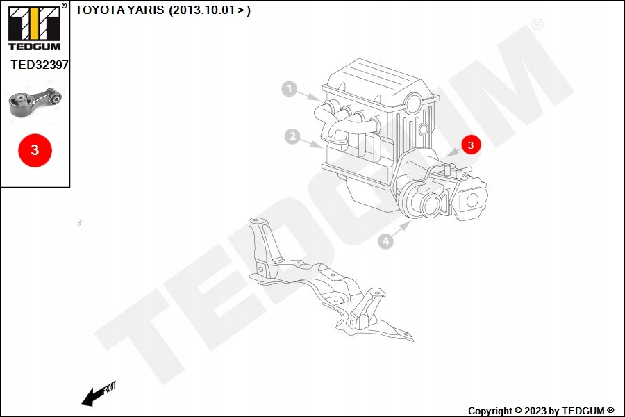PODUSZKA SILNIK SKRZYNIA TYLNA TOYOTA YARIS Numer katalogowy części TED32397