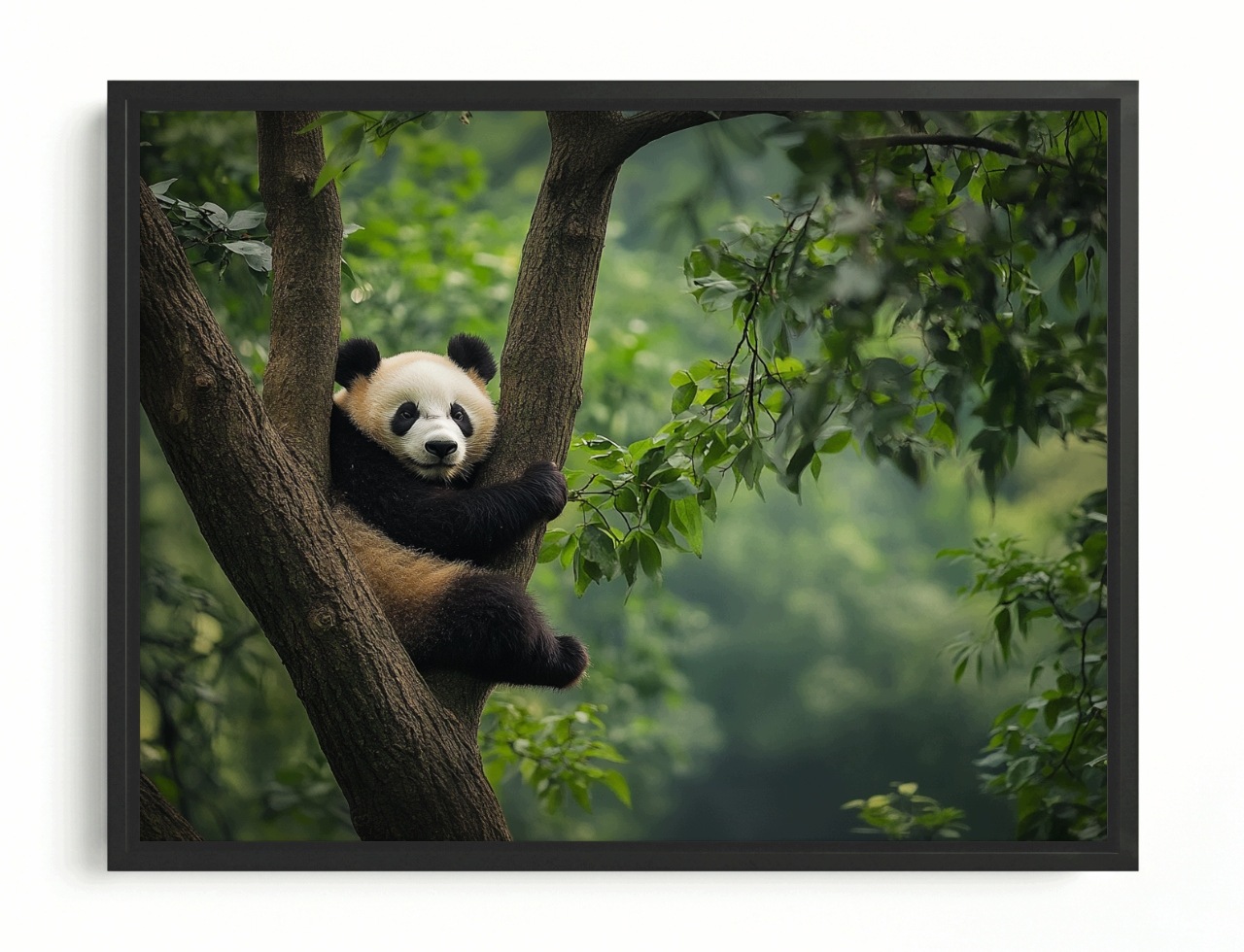 Obraz Rám Americký Box Zvíře Příroda Medvídek Panda Dřevo 80x60