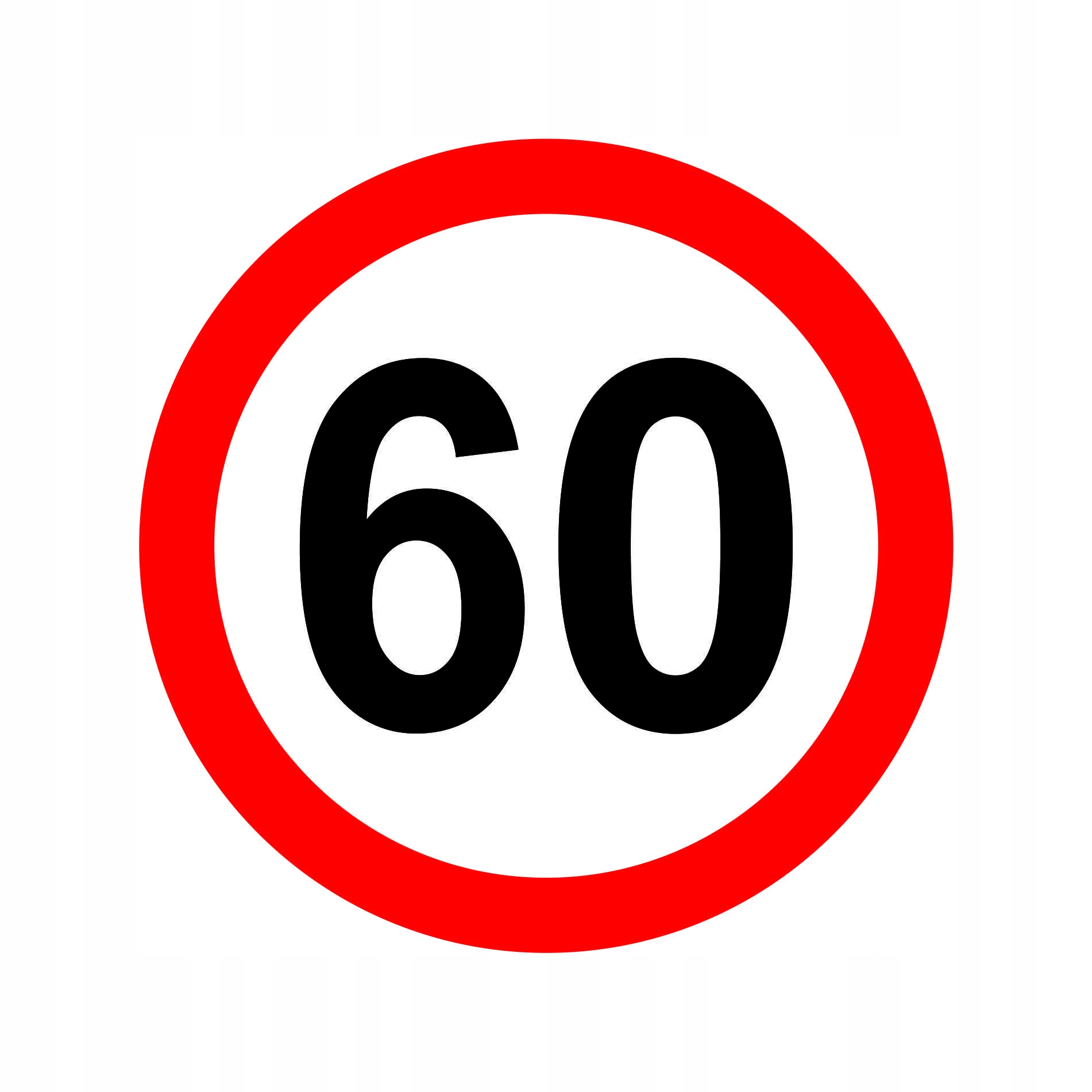 

Naklejka Ograniczenie Prędkości 60km Znak śr20 cm